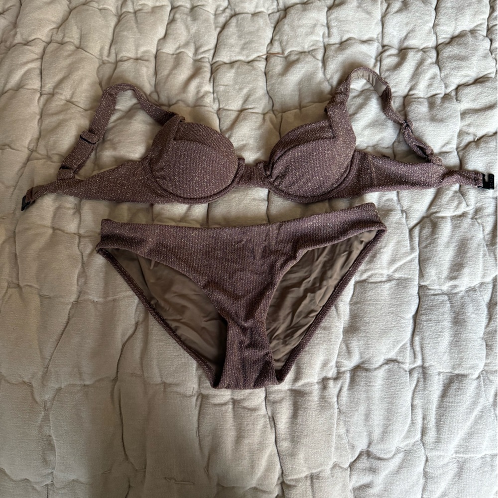 Vetchy Bikini. Metallic Brown.